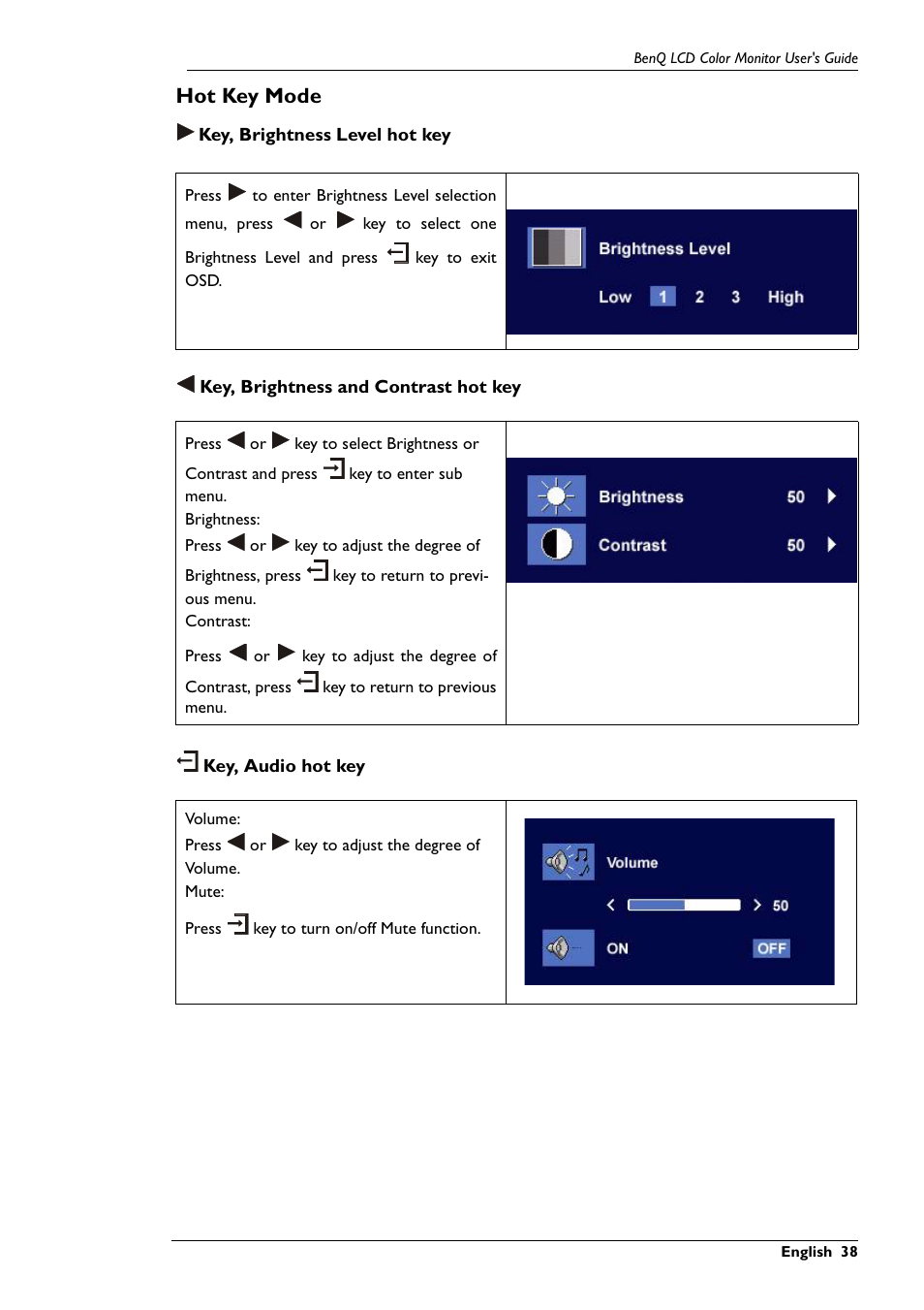 Hot key mode | BenQ FP591 User Manual | Page 39 / 53