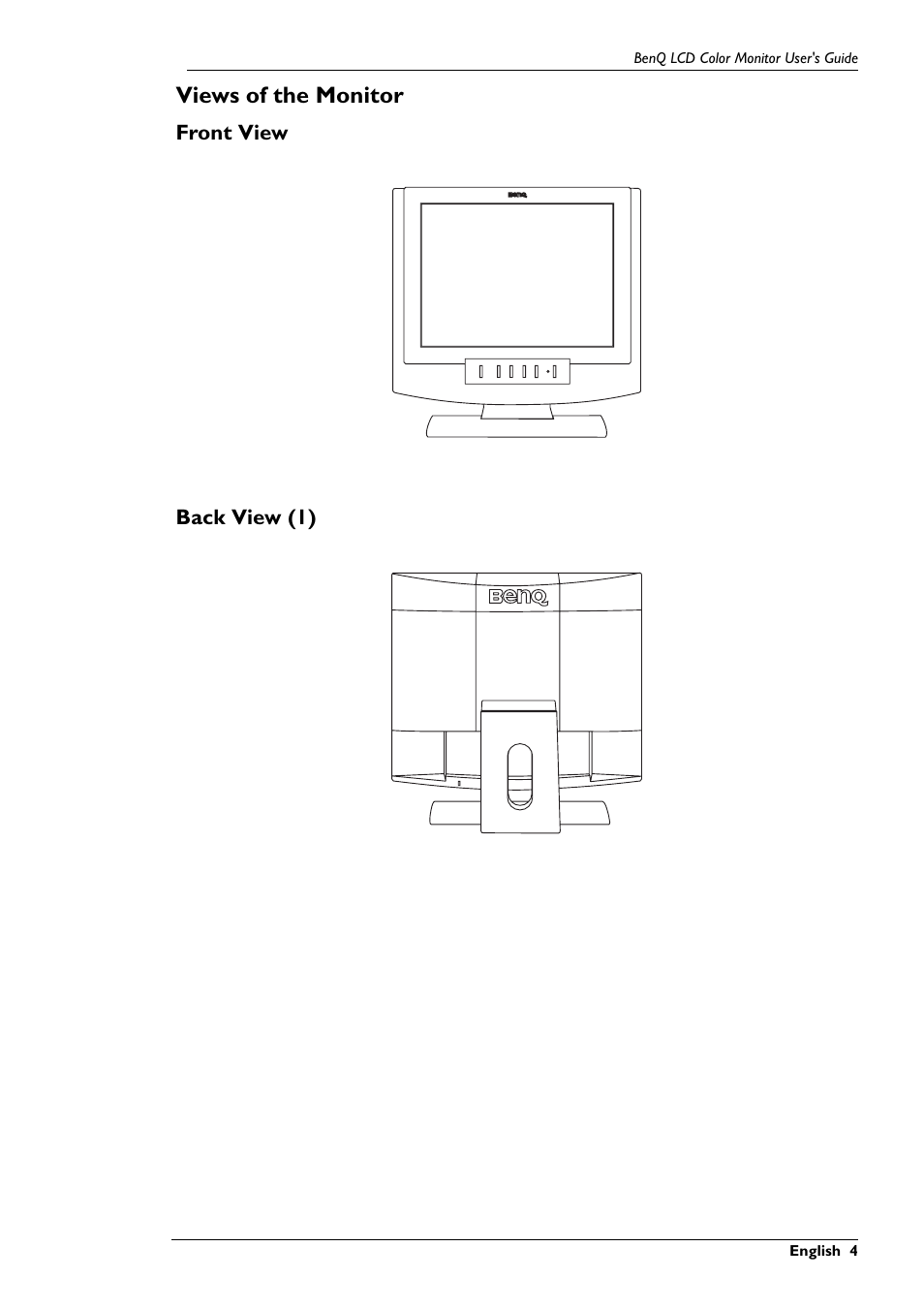 Views of the monitor | BenQ FP591 User Manual | Page 5 / 53