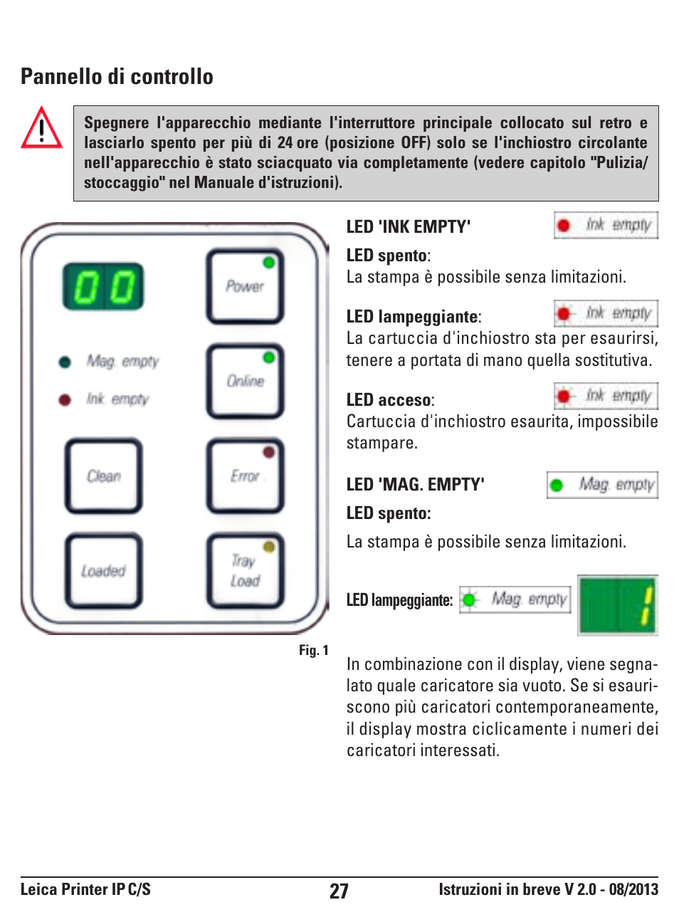 Pannello di controllo | Leica Biosystems IPS User Manual | Page 27 / 52