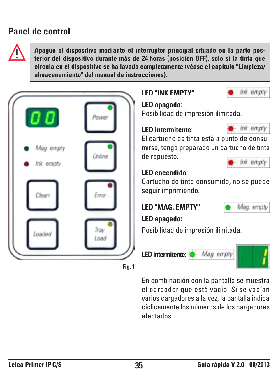 Panel de control | Leica Biosystems IPS User Manual | Page 35 / 52