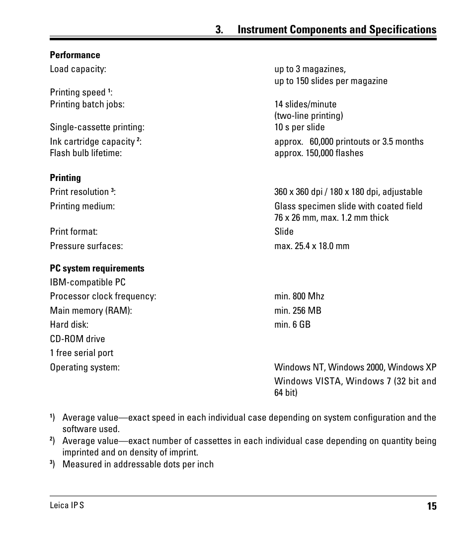 Instrument components and specifications | Leica Biosystems IPS User Manual | Page 17 / 70