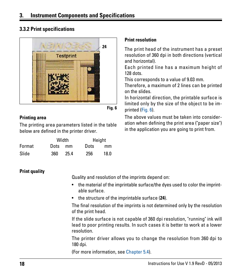 2 print specifications, Instrument components and specifications | Leica Biosystems IPS User Manual | Page 20 / 70