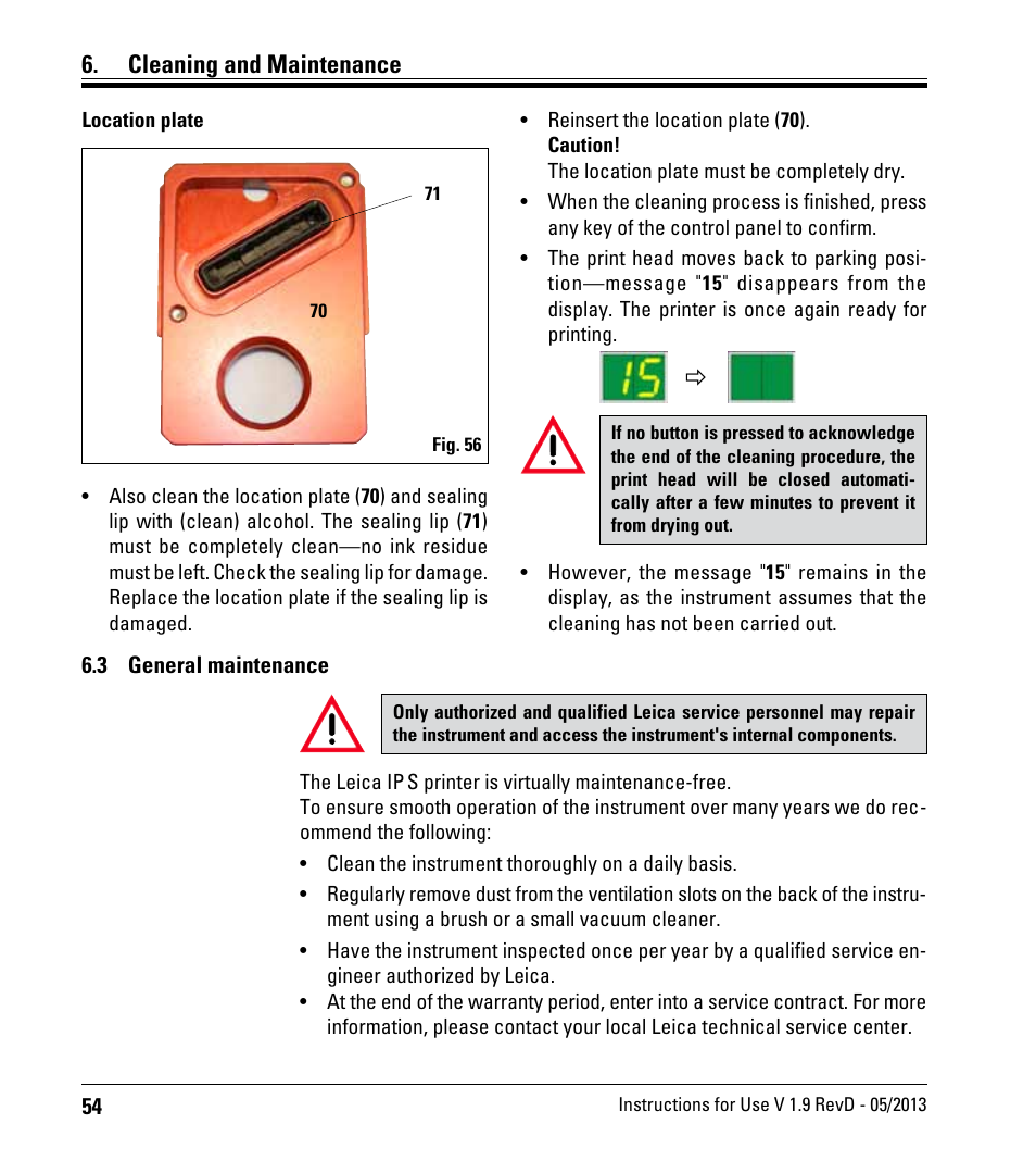 3 general maintenance, General maintenance, Cleaning and maintenance | Leica Biosystems IPS User Manual | Page 56 / 70