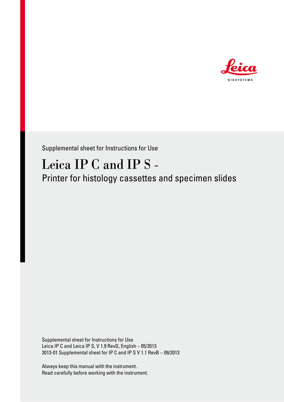 Leica Biosystems IPS (Supplement) User Manual | 10 pages