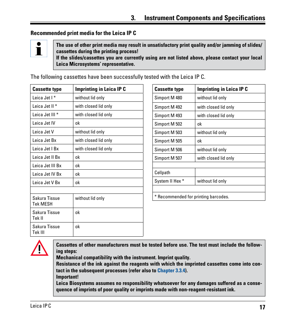 Instrument components and specifications | Leica Biosystems IPC User Manual | Page 19 / 72