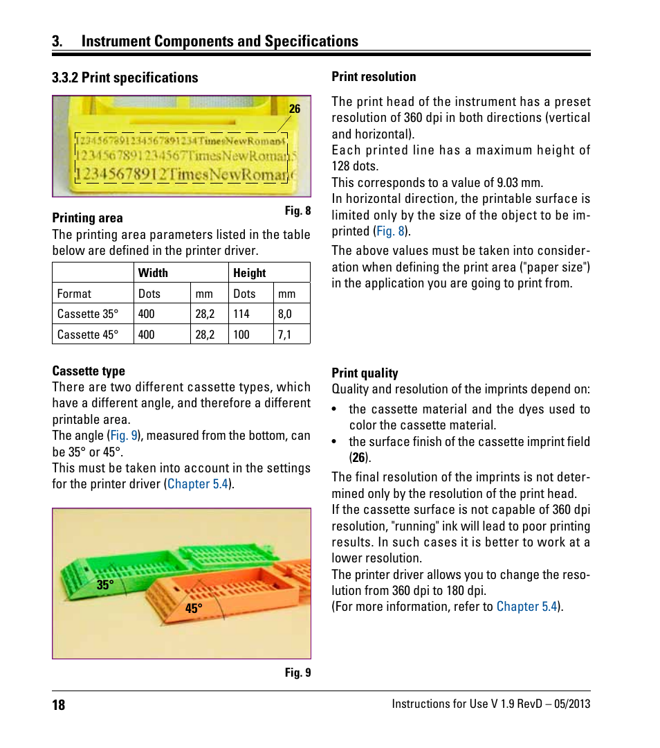2 print specifications, Instrument components and specifications | Leica Biosystems IPC User Manual | Page 20 / 72