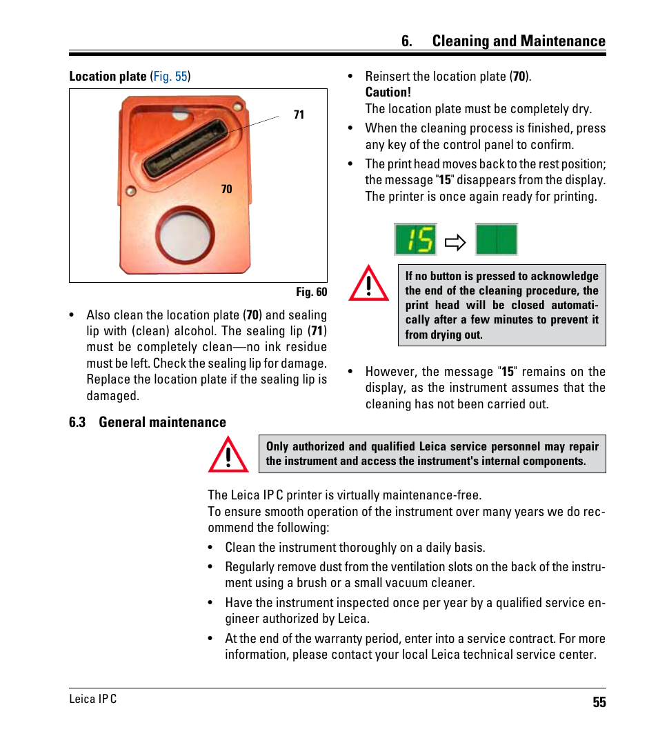 3 general maintenance, General maintenance, Cleaning and maintenance | Leica Biosystems IPC User Manual | Page 57 / 72