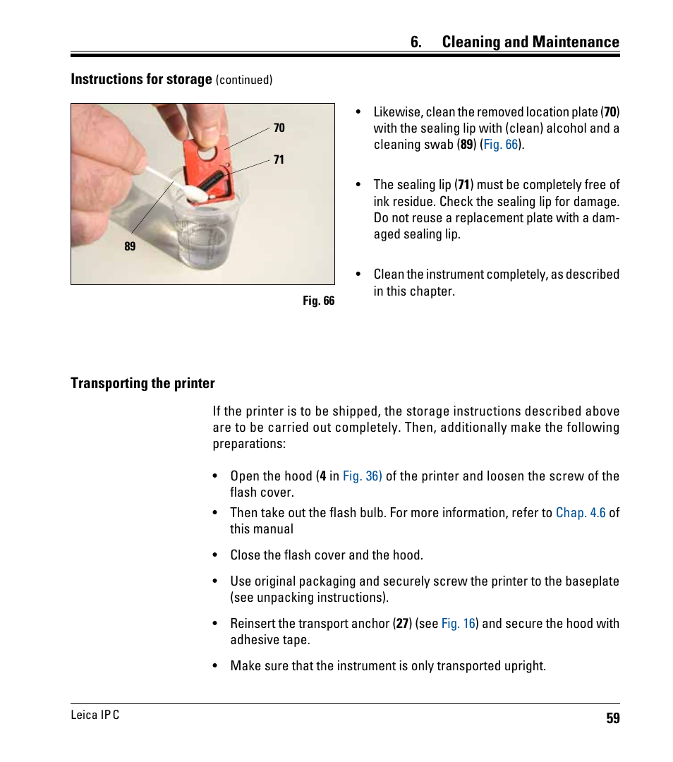 Cleaning and maintenance | Leica Biosystems IPC User Manual | Page 61 / 72