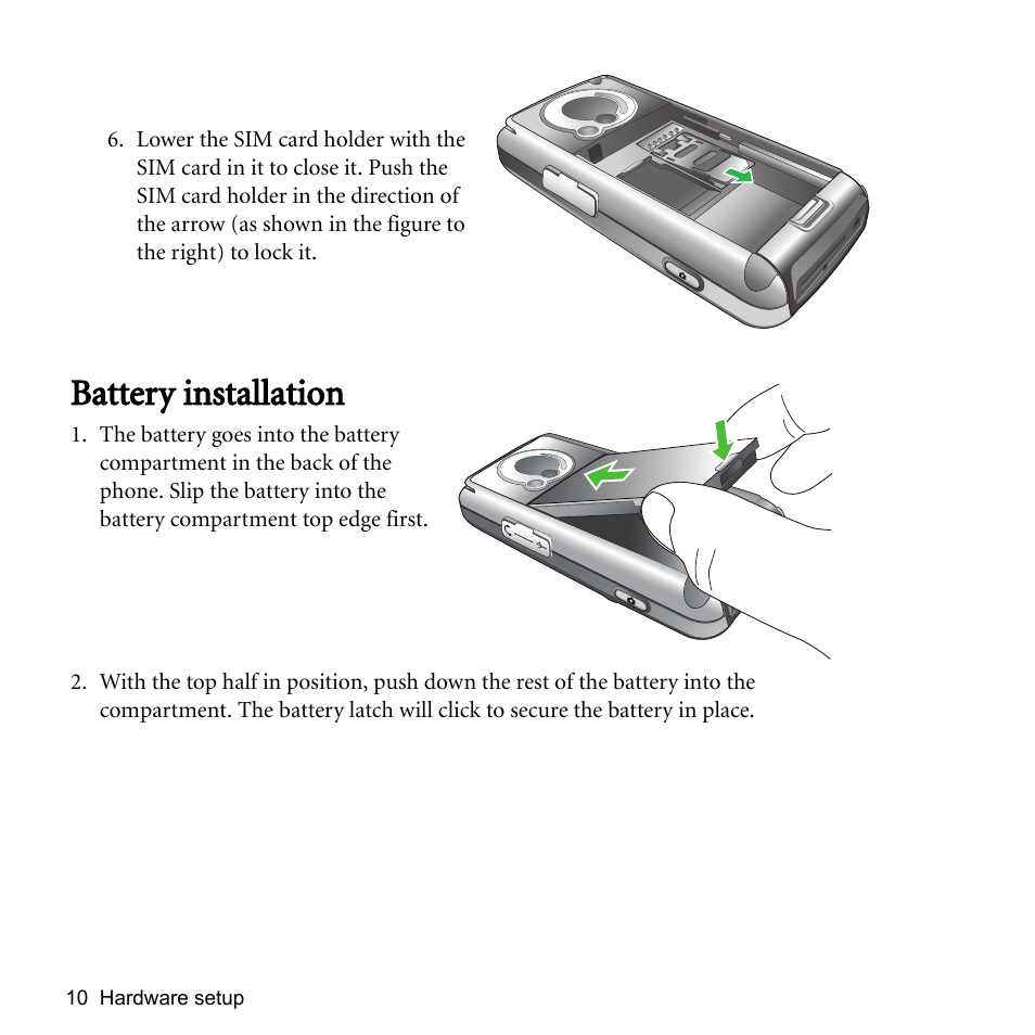 Battery installation | BenQ P51 User Manual | Page 22 / 104