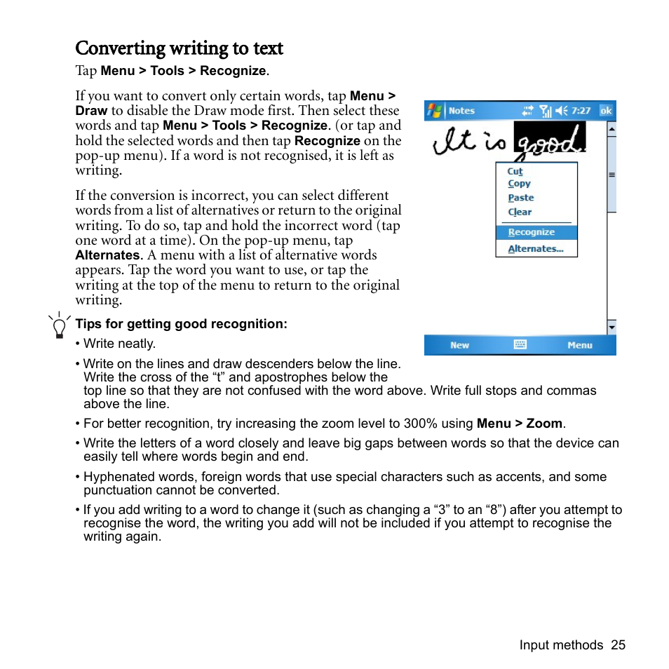 Converting writing to text | BenQ P51 User Manual | Page 37 / 104
