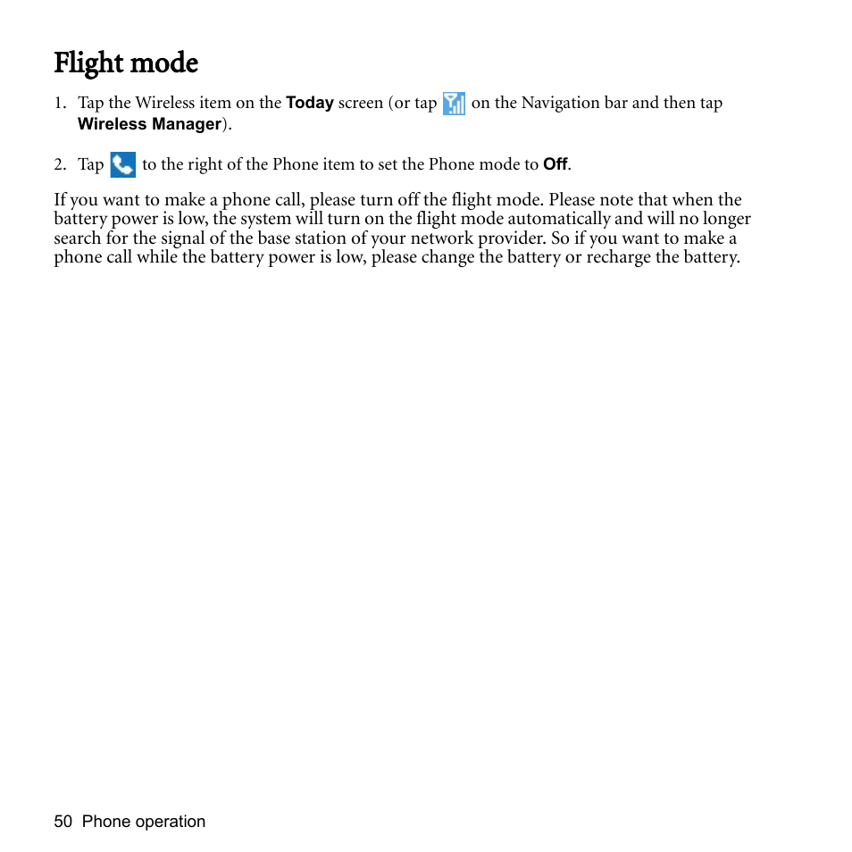 Flight mode | BenQ P51 User Manual | Page 62 / 104