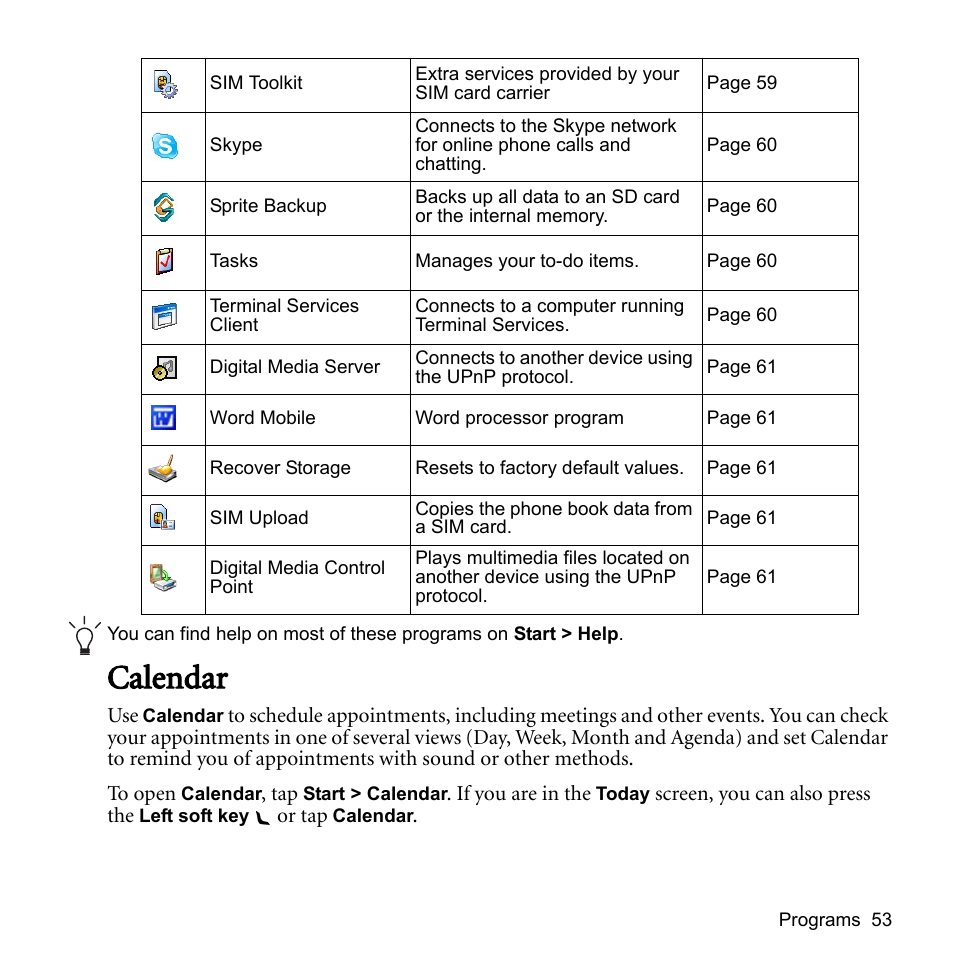 Calendar | BenQ P51 User Manual | Page 65 / 104