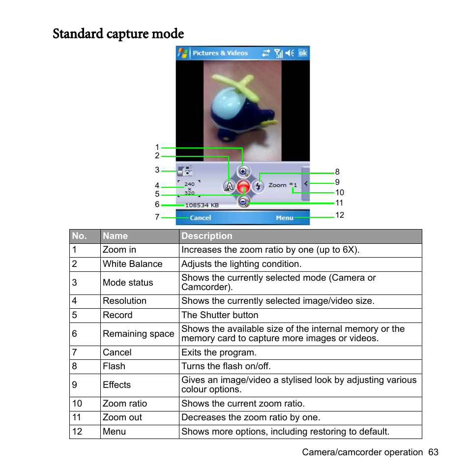Standard capture mode | BenQ P51 User Manual | Page 75 / 104