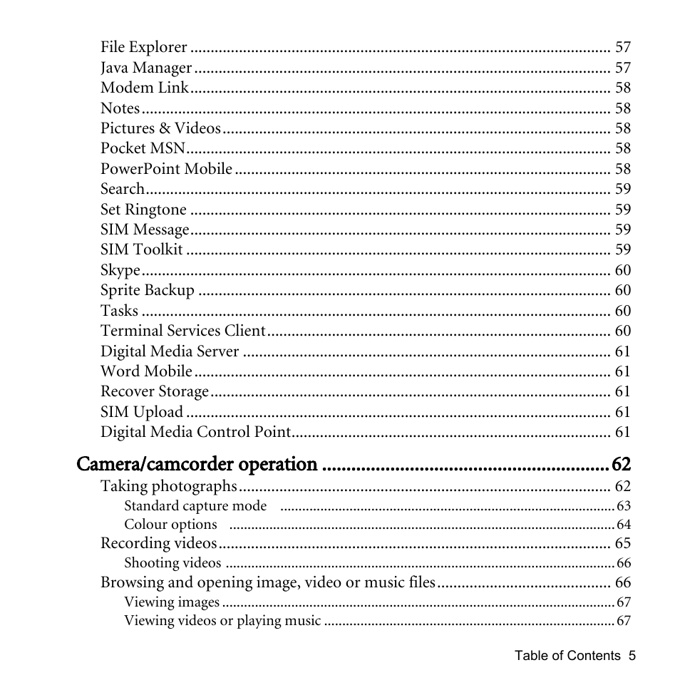 Camera/camcorder operation | BenQ P51 User Manual | Page 9 / 104