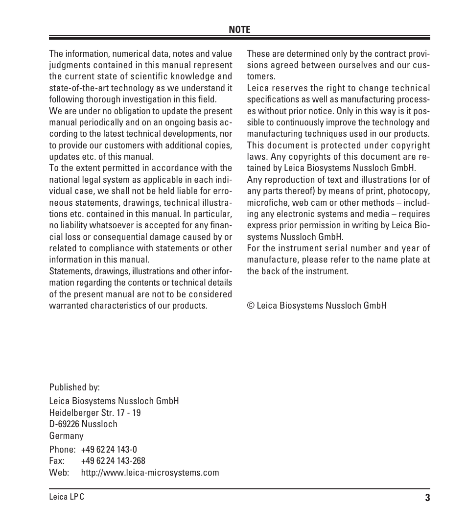 Leica Biosystems LPC Operating Manual User Manual | Page 3 / 42