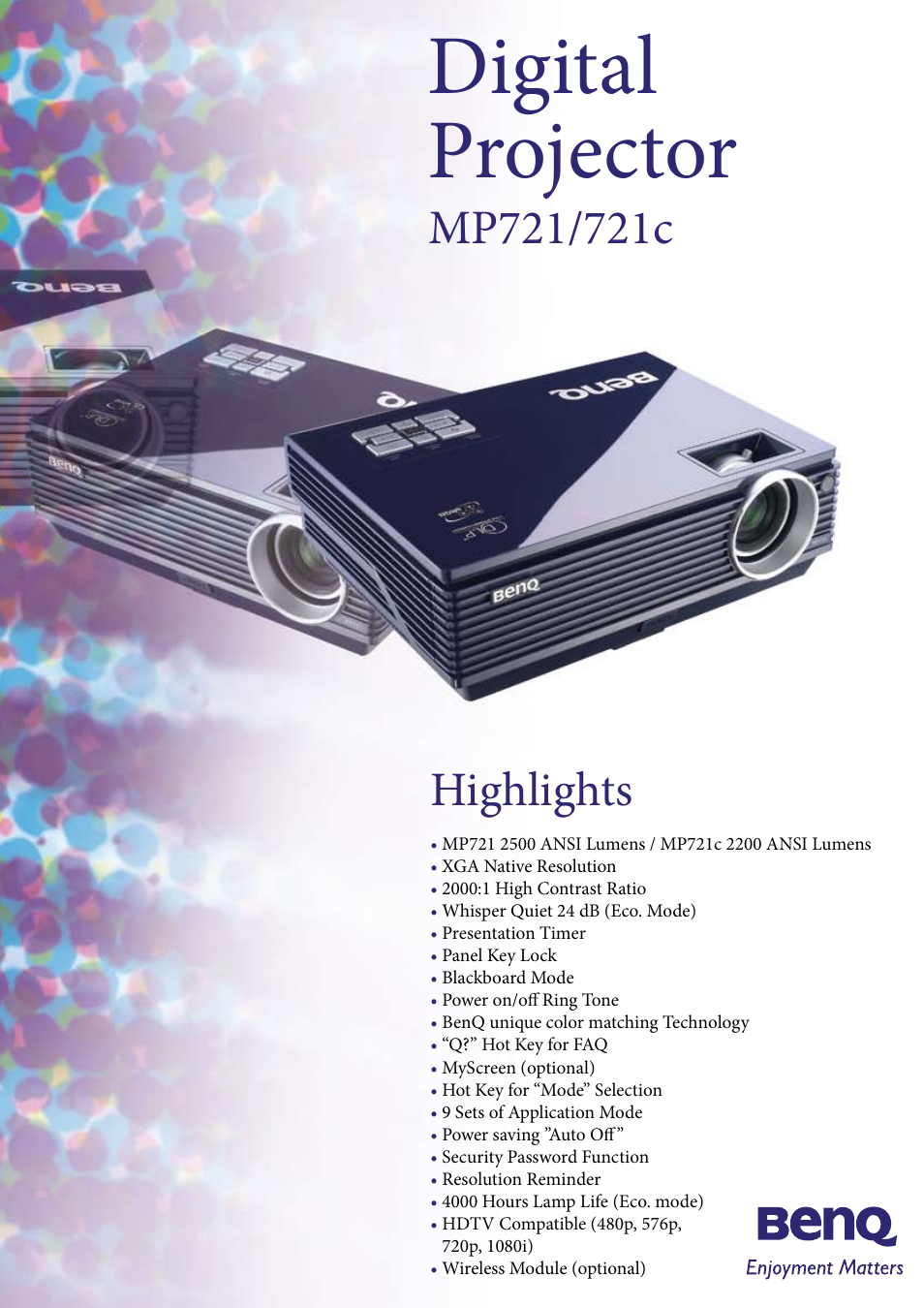 BenQ MP721/721c User Manual | 2 pages