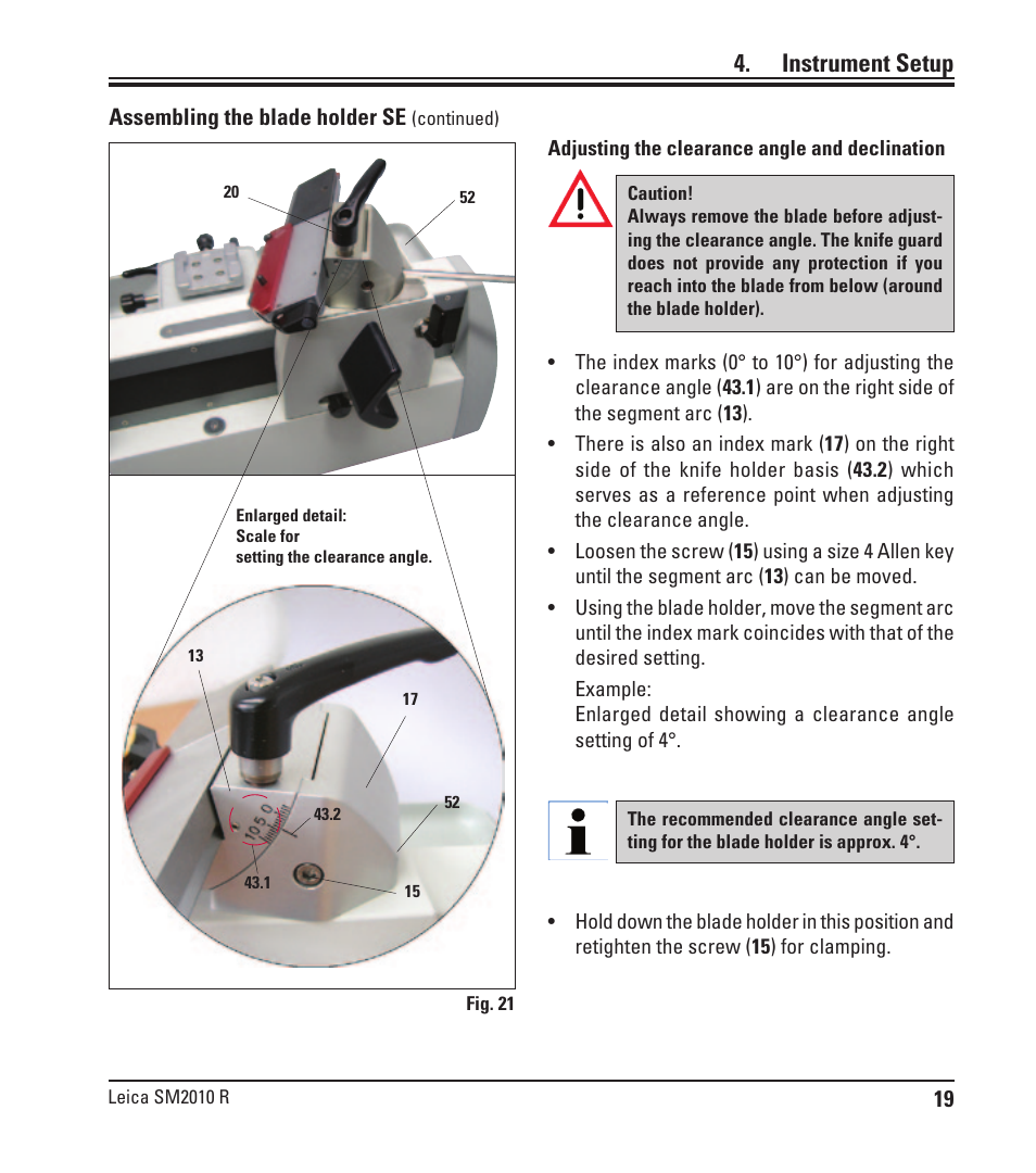 Instrument setup | Leica Biosystems SM2010 R User Manual | Page 21 / 46