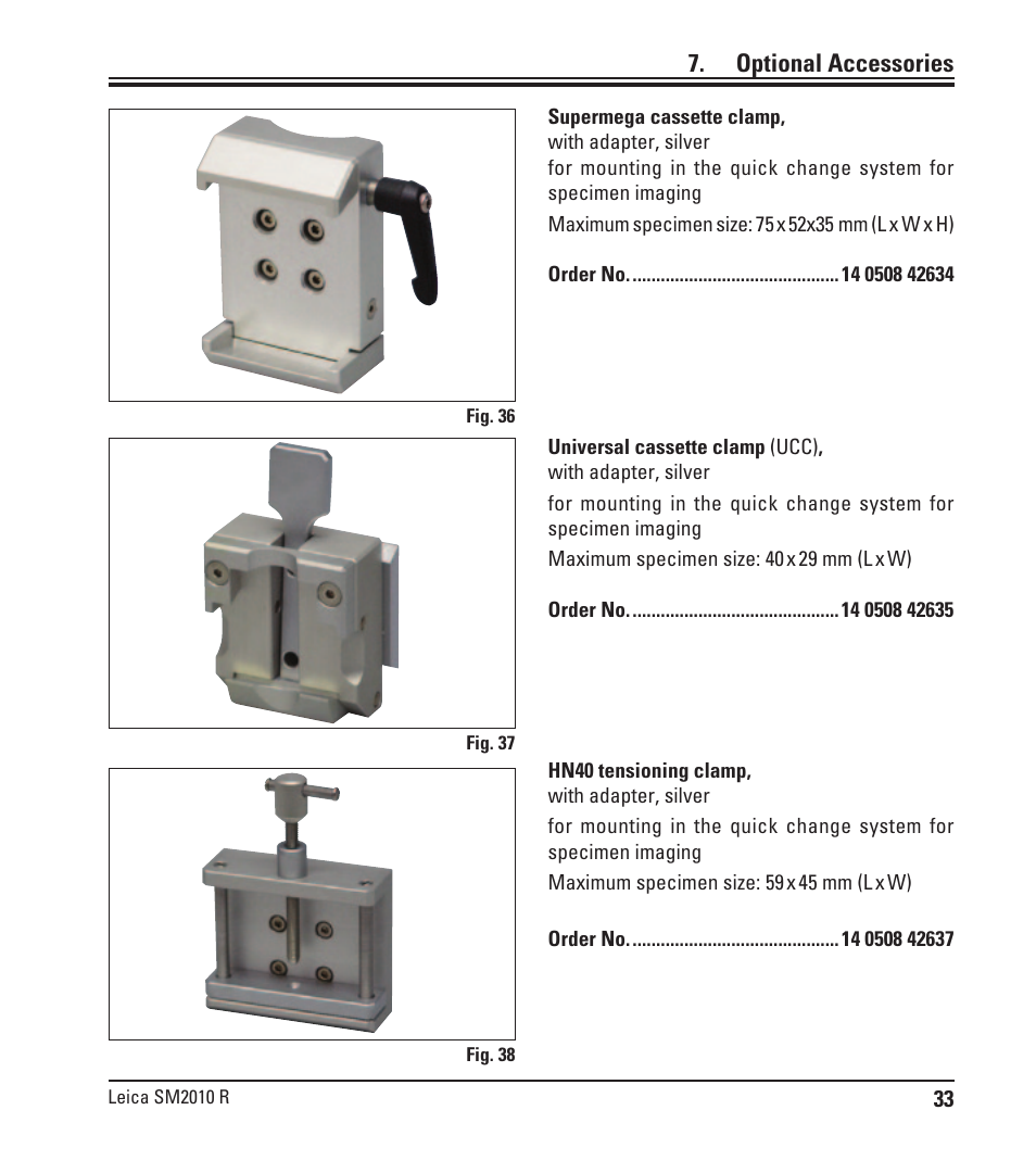 Optional accessories | Leica Biosystems SM2010 R User Manual | Page 35 / 46
