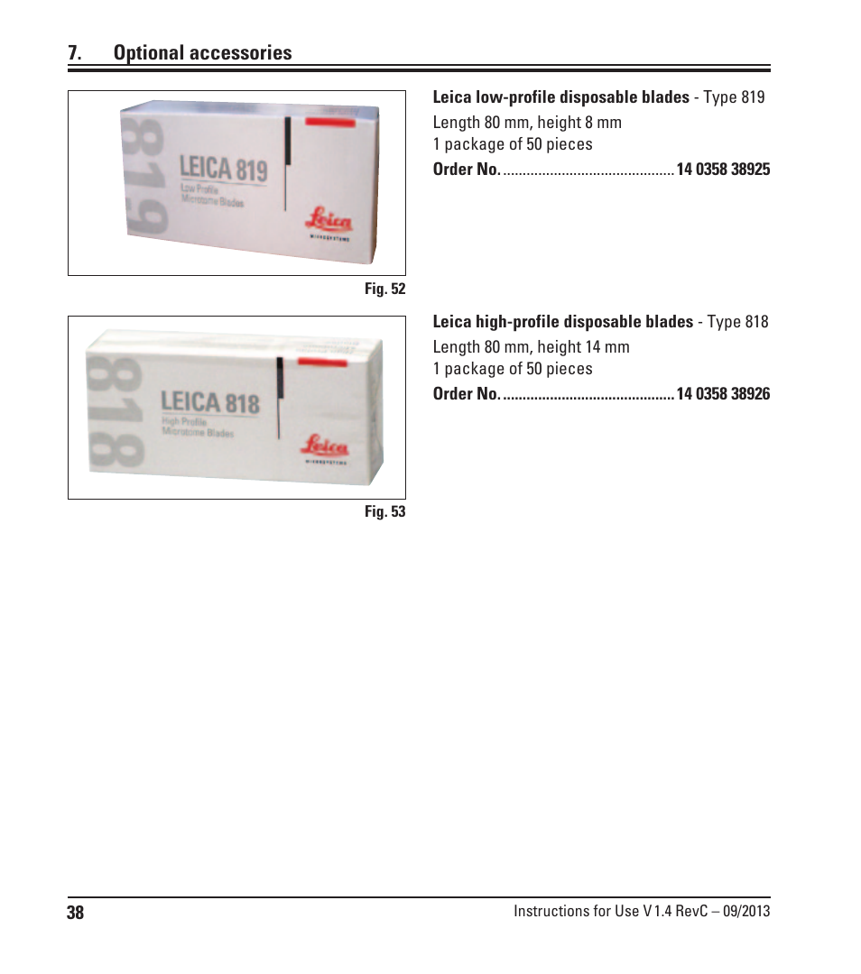 Optional accessories | Leica Biosystems SM2010 R User Manual | Page 40 / 46
