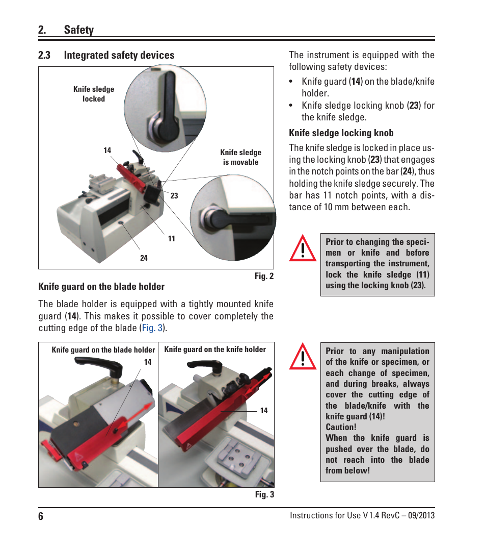 Safety, 3 integrated safety devices | Leica Biosystems SM2010 R User Manual | Page 8 / 46