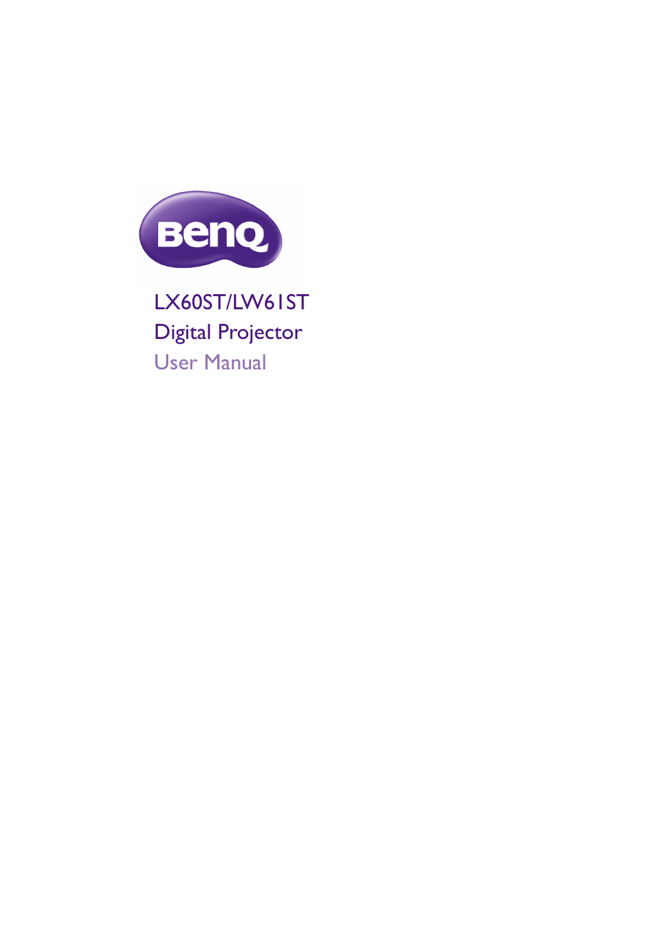 BenQ Digital Projector LX60ST User Manual | 60 pages