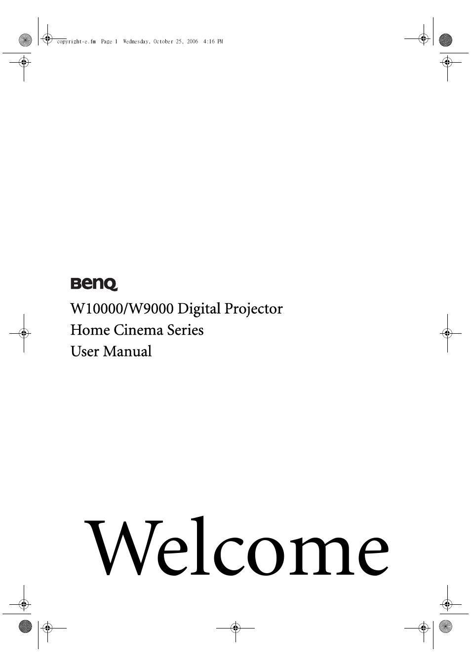 BenQ W10000/W9000 User Manual | 36 pages