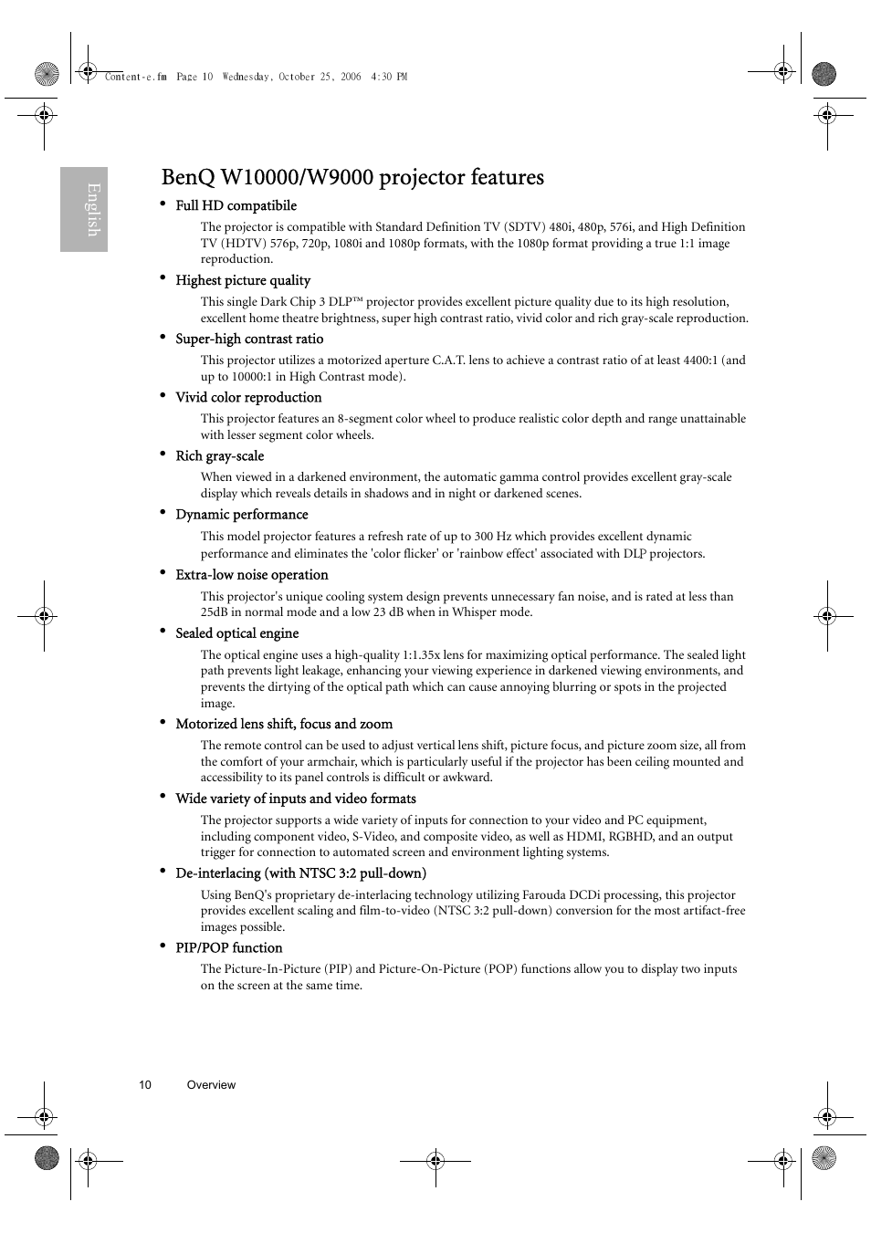 BenQ W10000/W9000 User Manual | Page 10 / 36