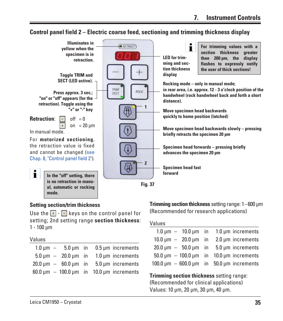 Instrument controls | Leica Biosystems CM1950 User Manual | Page 35 / 78