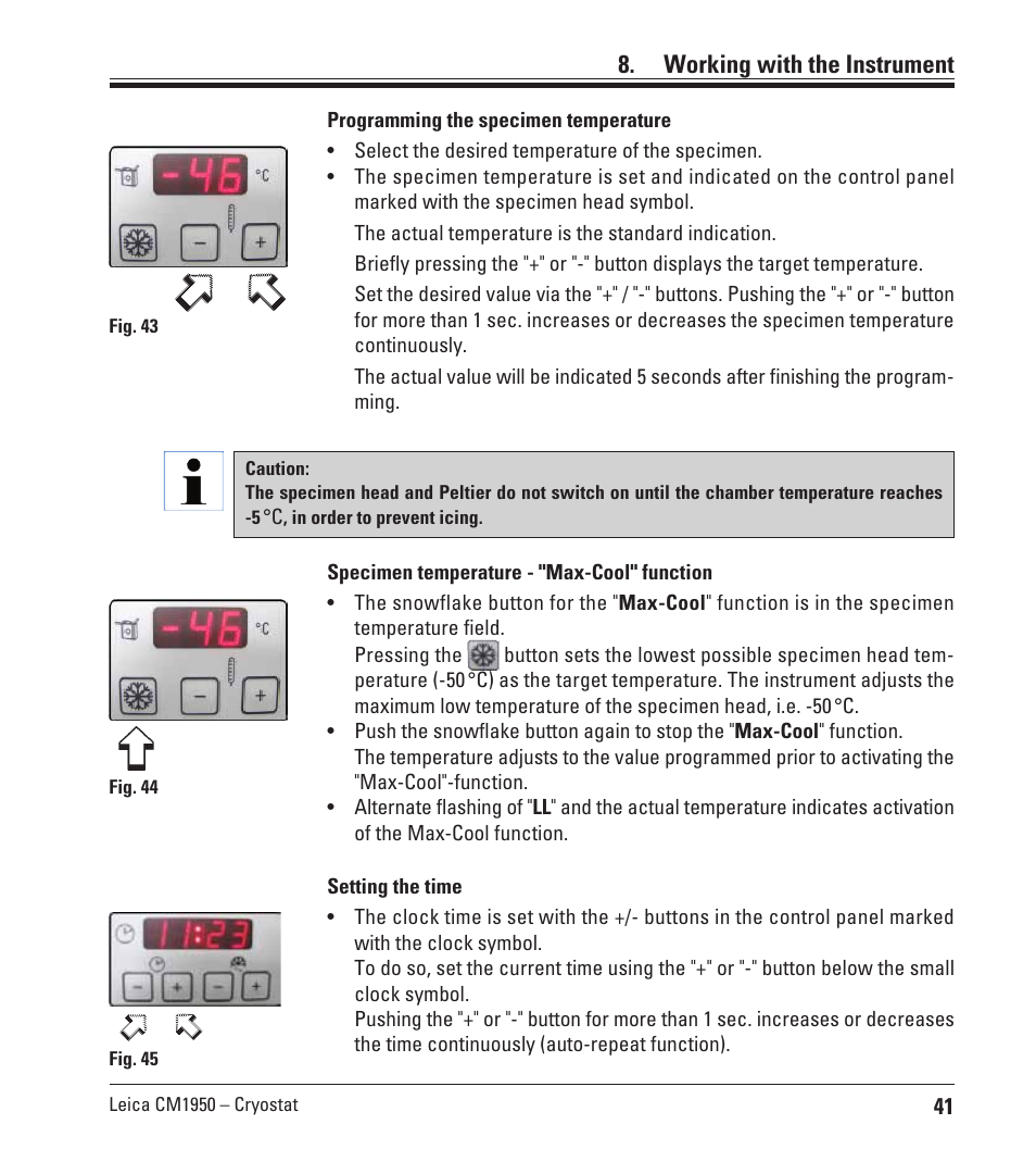 Working with the instrument | Leica Biosystems CM1950 User Manual | Page 41 / 78