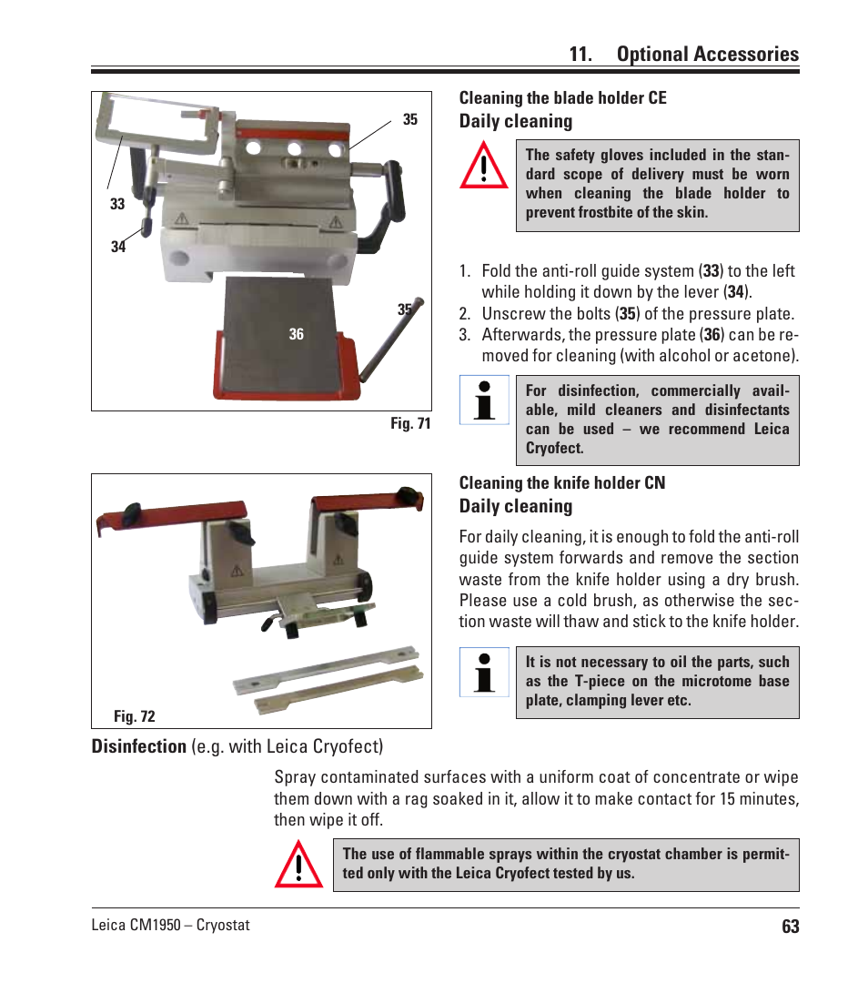 Optional accessories | Leica Biosystems CM1950 User Manual | Page 63 / 78