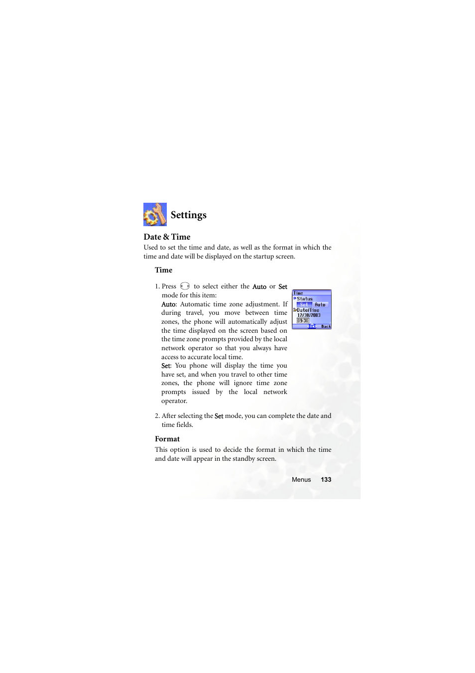 Settings, Date & time, Time | Format, Time format | BenQ S660C User Manual | Page 147 / 174