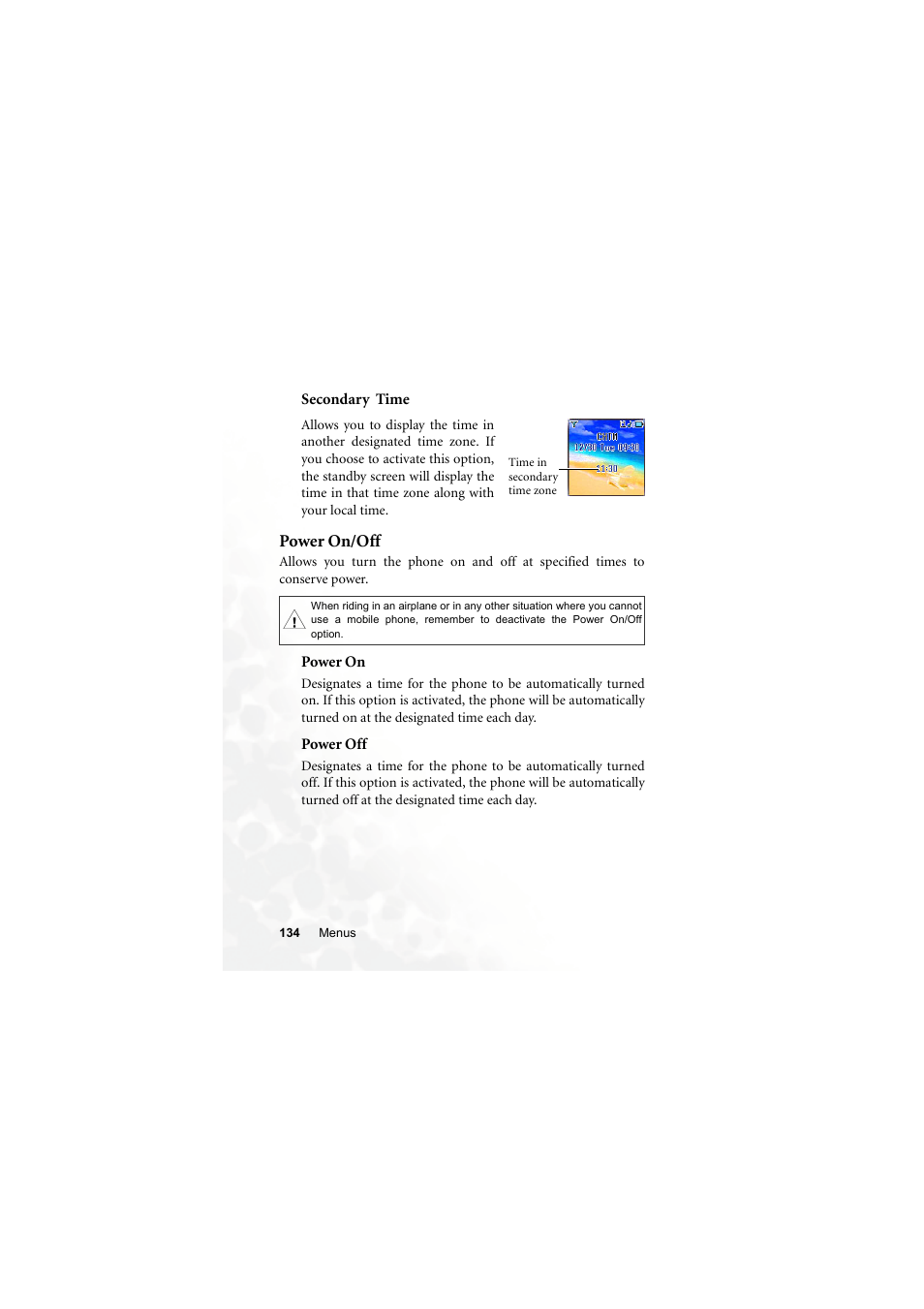 Secondary time, Power on/off | BenQ S660C User Manual | Page 148 / 174