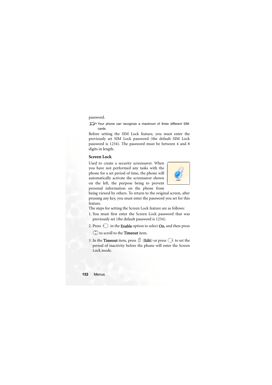 Screen lock | BenQ S660C User Manual | Page 166 / 174