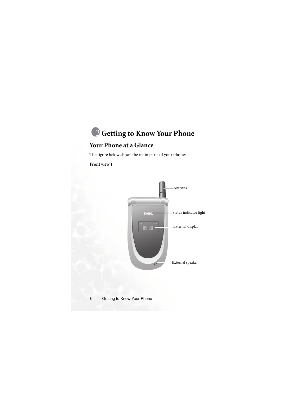 Getting to know your phone, Your phone at a glance | BenQ S660C User Manual | Page 22 / 174