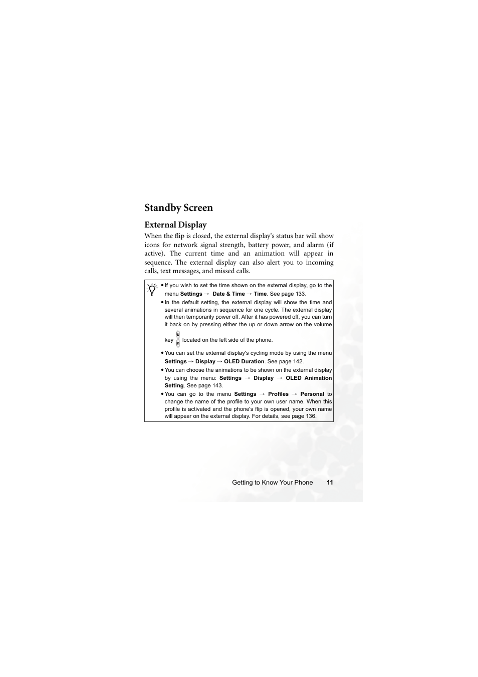 Standby screen, External display | BenQ S660C User Manual | Page 25 / 174