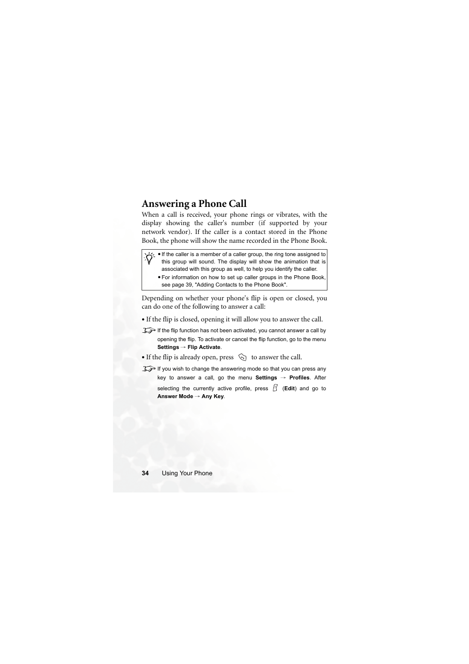 Answering a phone call | BenQ S660C User Manual | Page 48 / 174