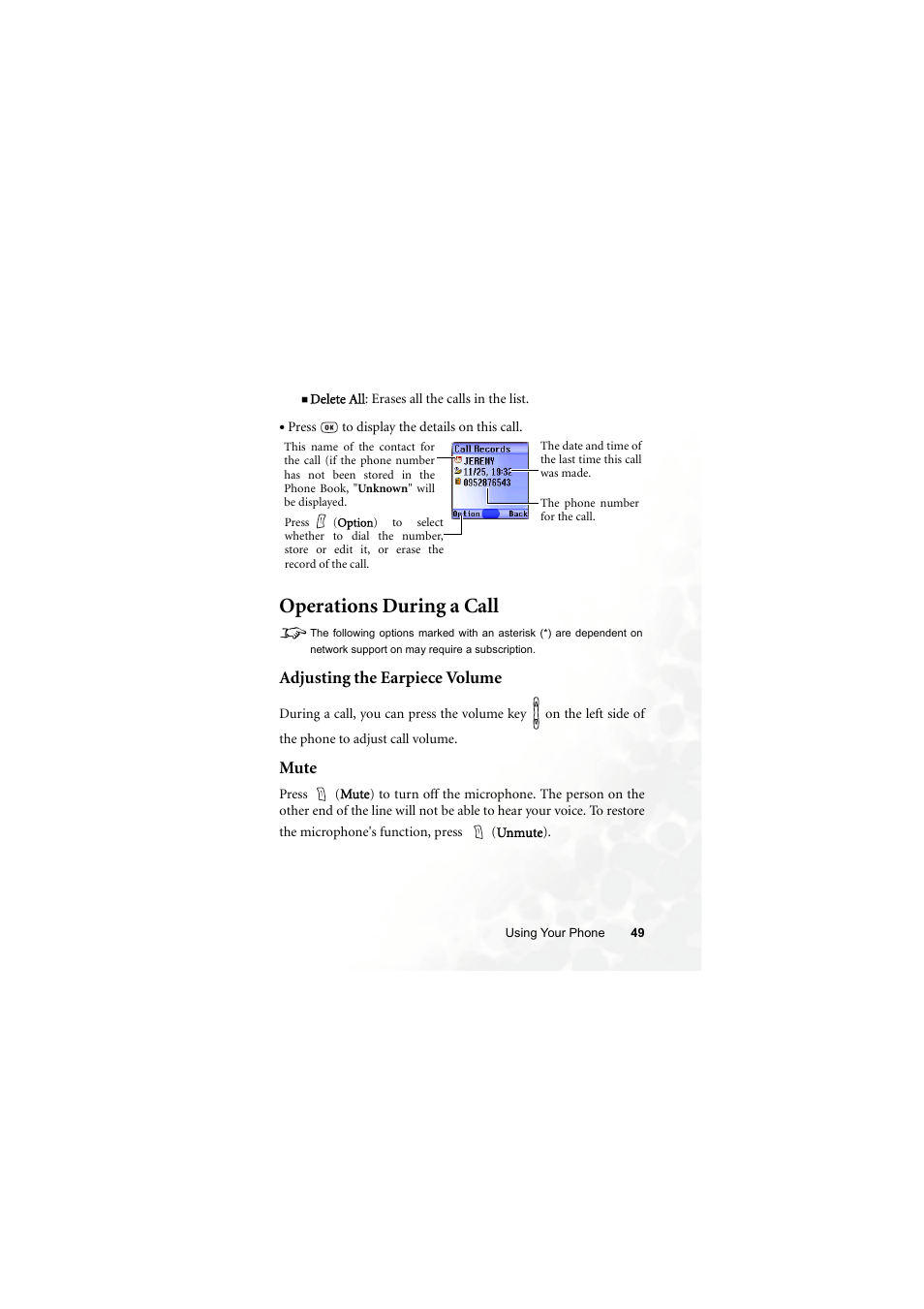 Operations during a call | BenQ S660C User Manual | Page 63 / 174