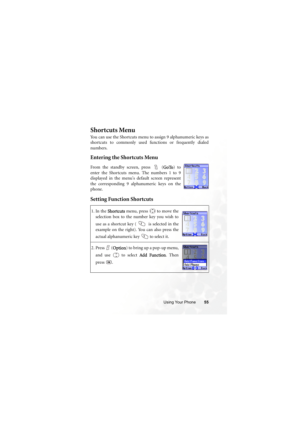 Shortcuts menu, Setting function shortcuts | BenQ S660C User Manual | Page 69 / 174