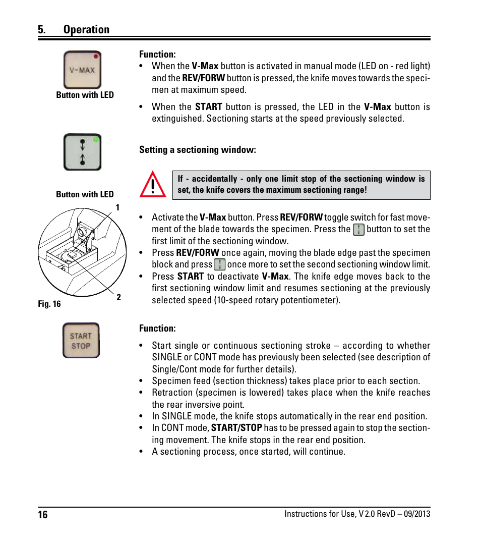 Operation | Leica Biosystems VT1000 S User Manual | Page 18 / 42