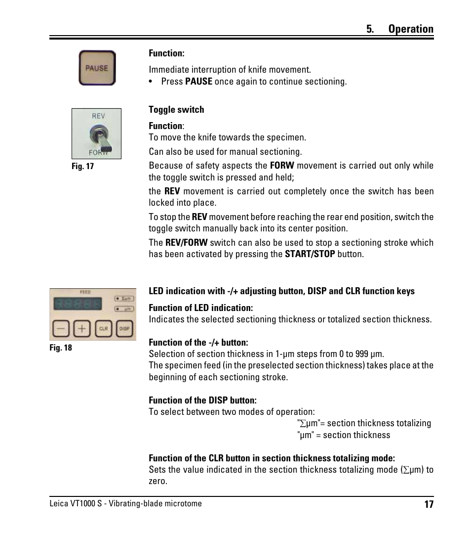 Operation | Leica Biosystems VT1000 S User Manual | Page 19 / 42