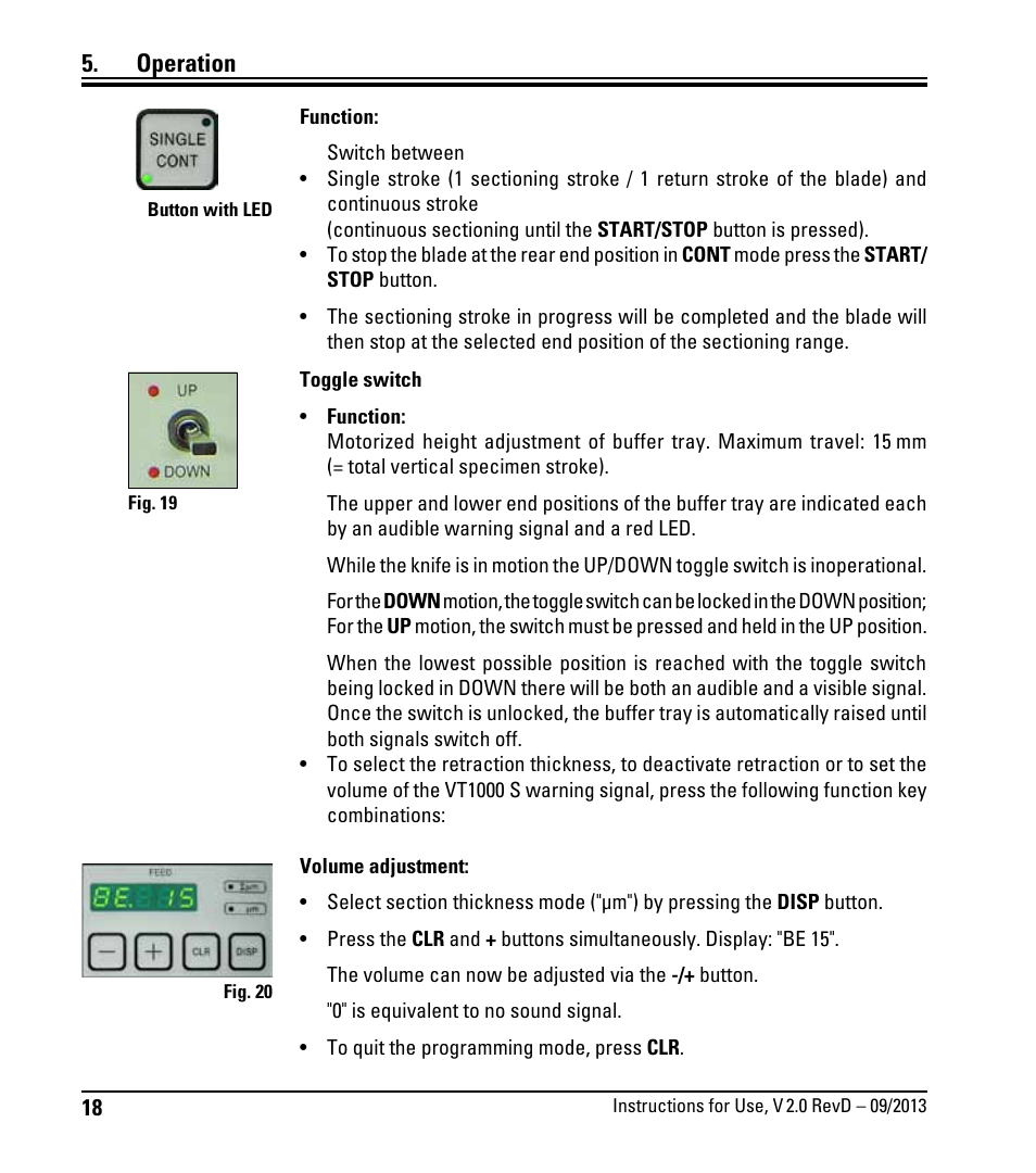 Operation | Leica Biosystems VT1000 S User Manual | Page 20 / 42