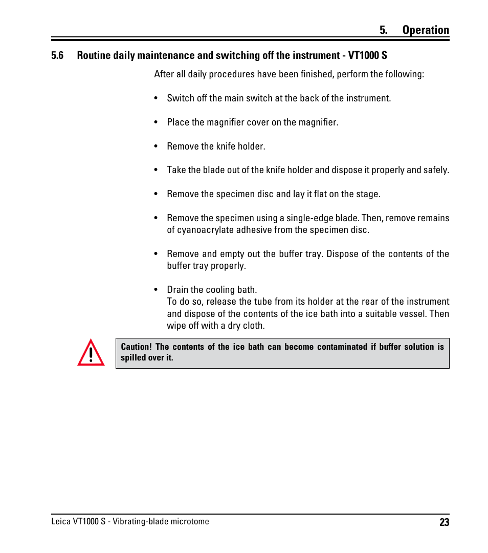 Operation | Leica Biosystems VT1000 S User Manual | Page 25 / 42