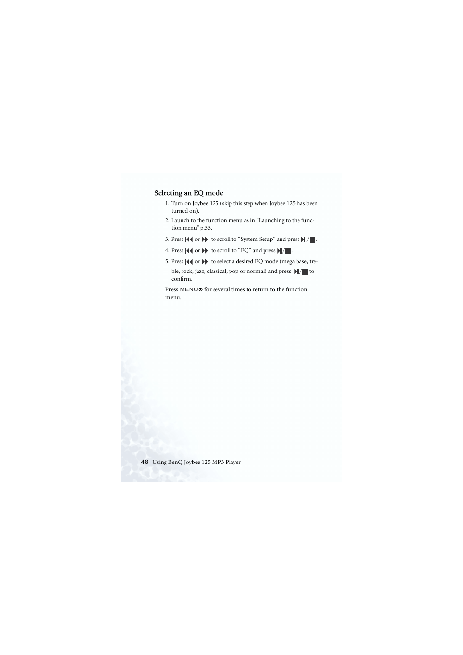 Eq mode | BenQ Joybee 125 User Manual | Page 58 / 81