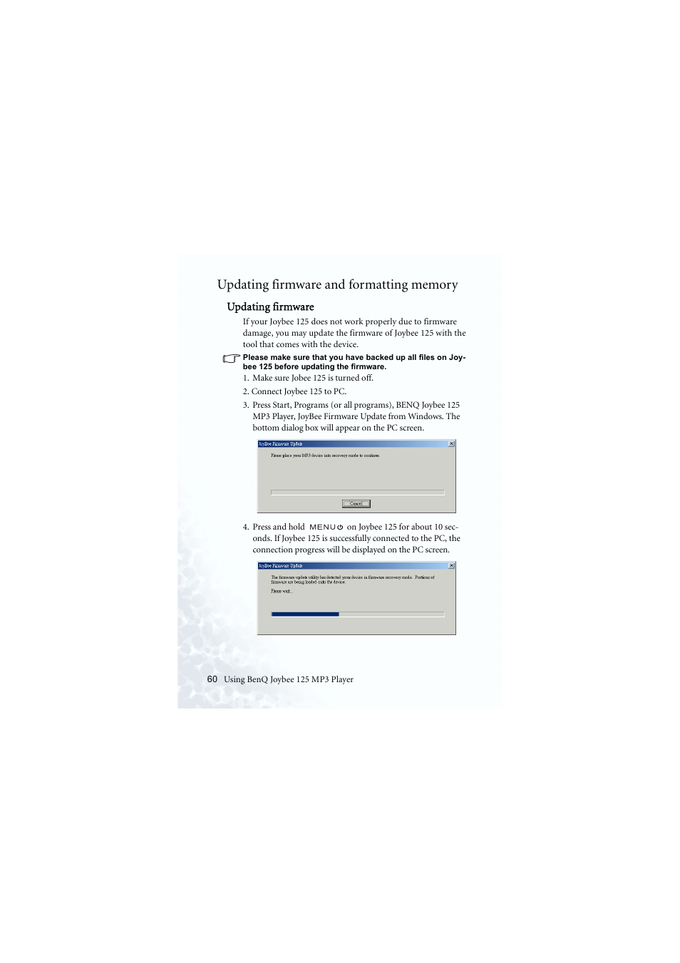 Updating firmware | BenQ Joybee 125 User Manual | Page 70 / 81
