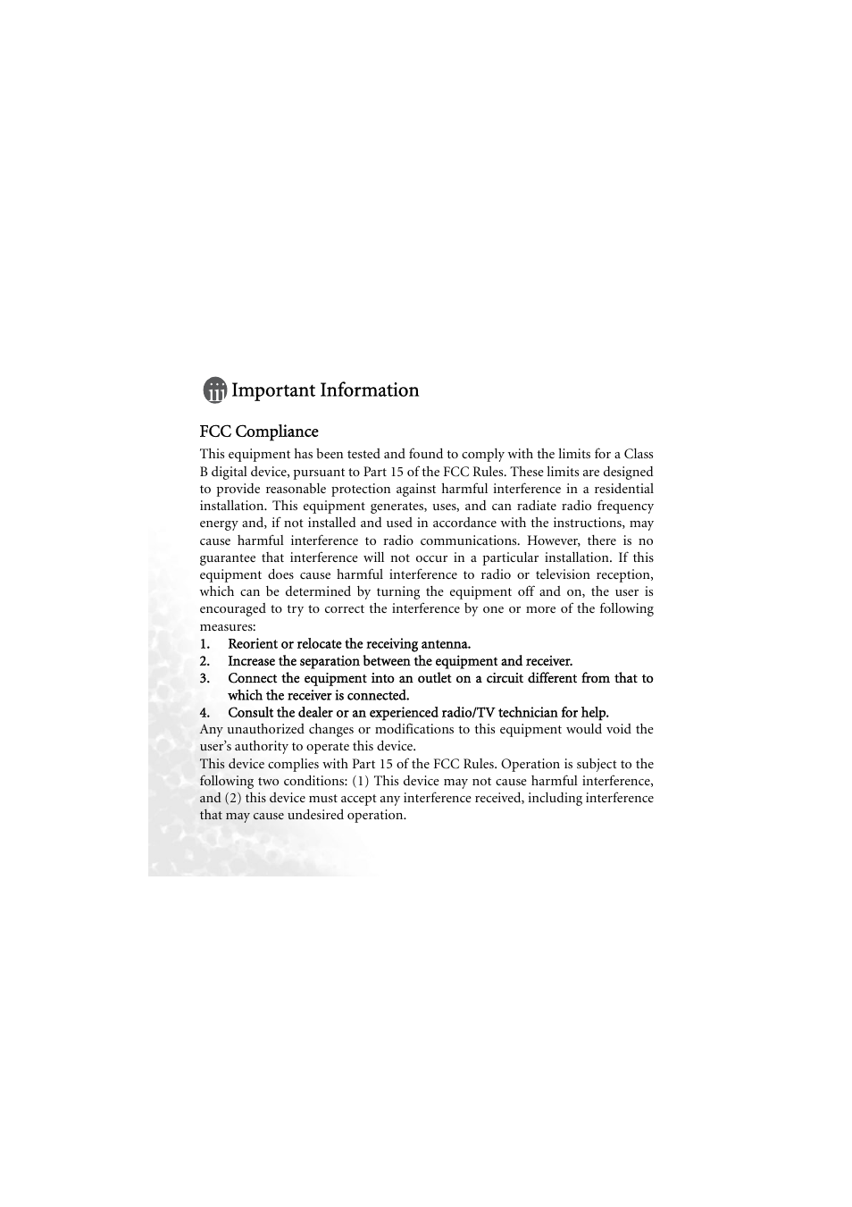 Important information | BenQ Joybee 210 User Manual | Page 3 / 40
