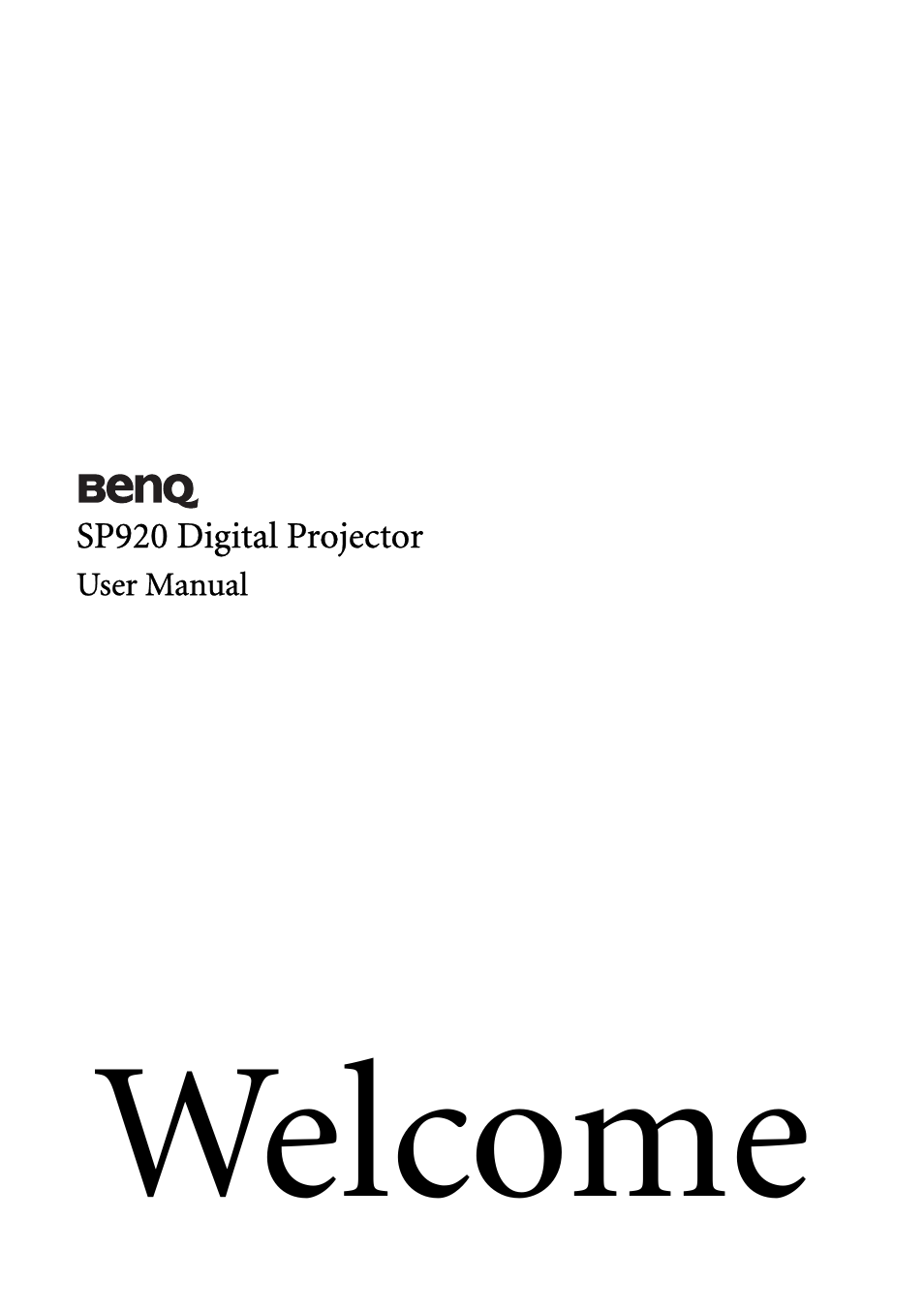 BenQ SP920 User Manual | 56 pages