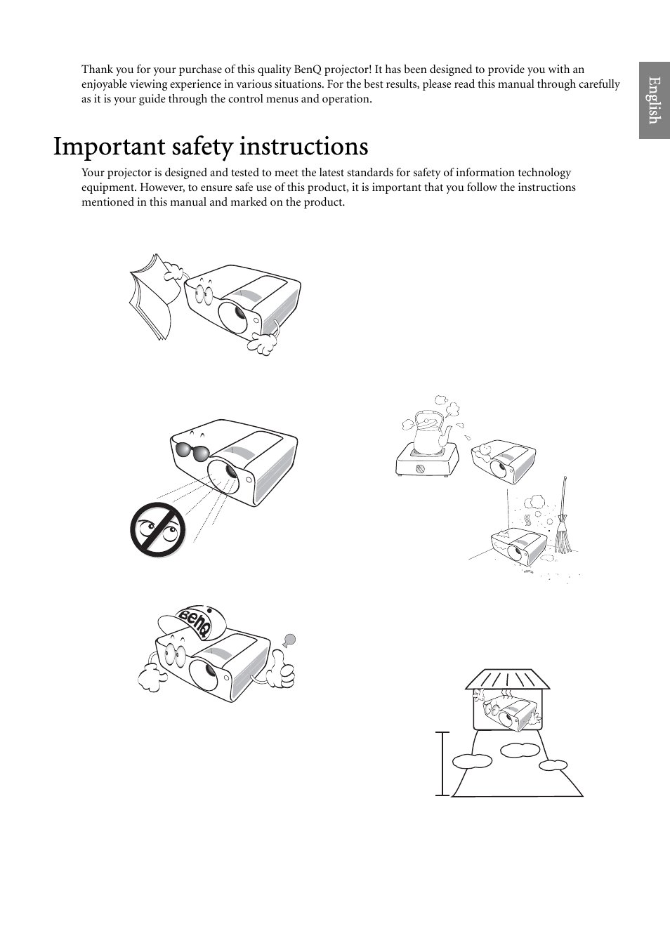 Important safety instructions, Eng lish | BenQ SP920 User Manual | Page 3 / 56