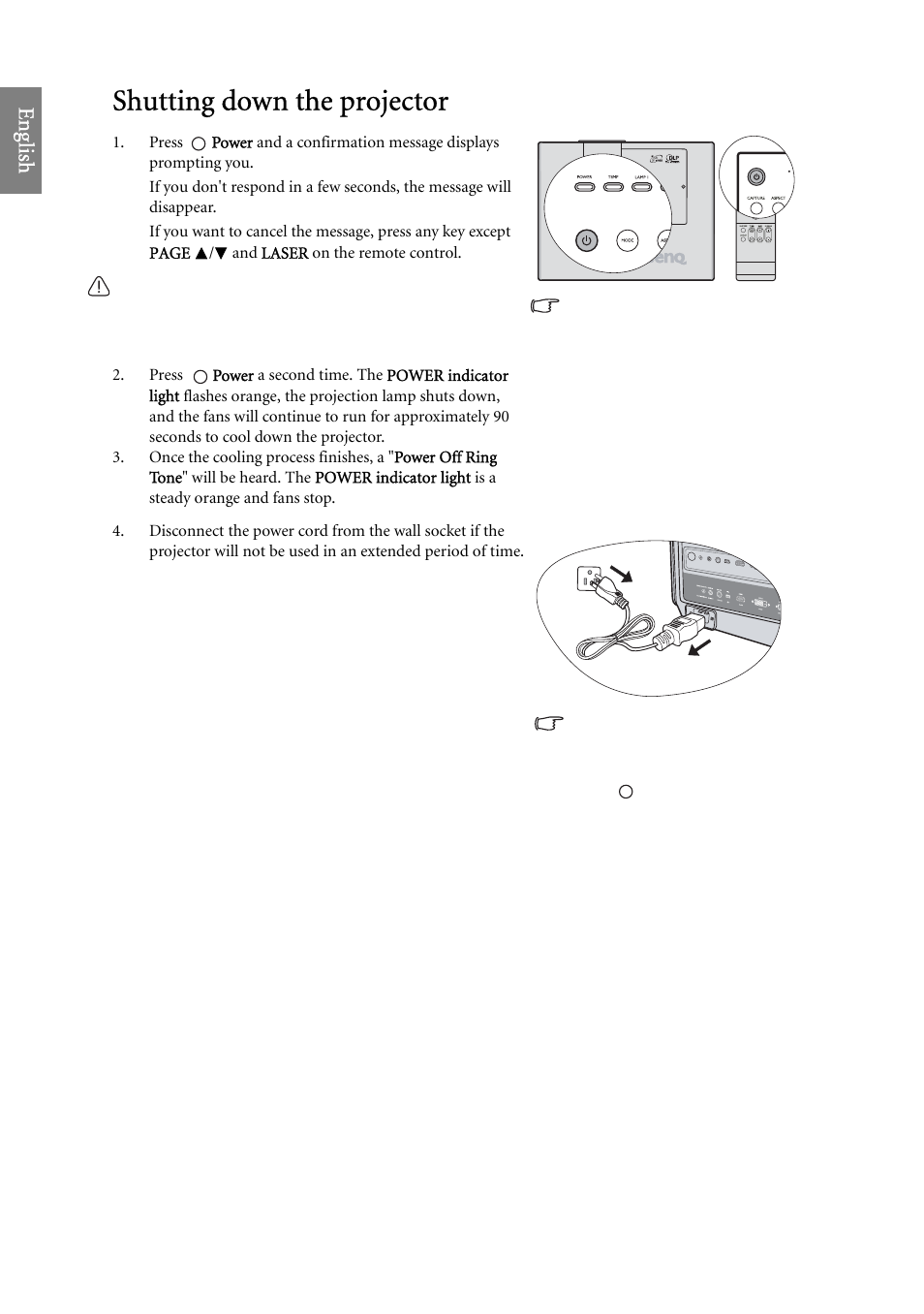 Shutting down the projector, Eng lish | BenQ SP920 User Manual | Page 40 / 56