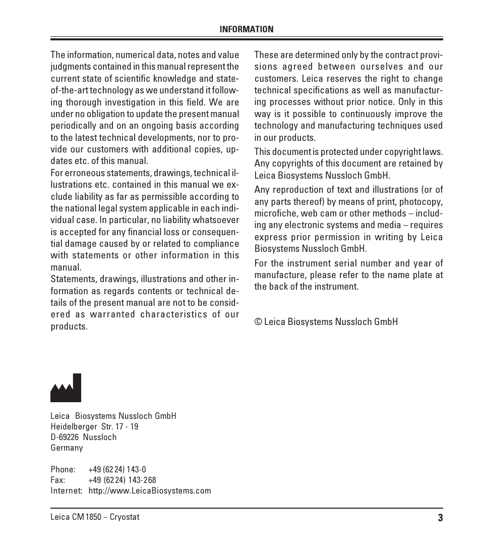 Leica Biosystems CM1850 UV User Manual | Page 3 / 54