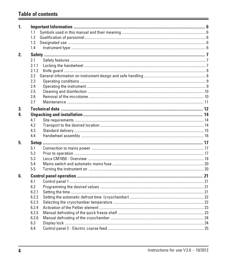 Leica Biosystems CM1850 UV User Manual | Page 4 / 54